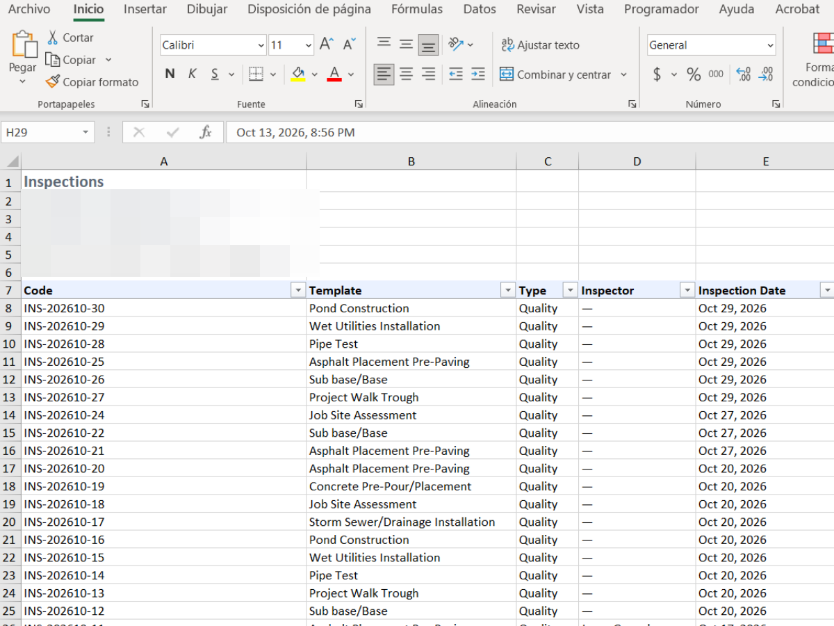 Excel Export